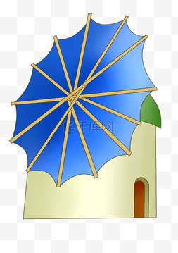 伞状的风车建筑插画