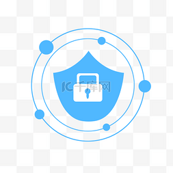 ps图标元素蓝色图片_网络安全保护图标