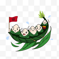 赛龙舟手绘插画图片_粽子赛龙舟