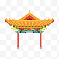 榫卯建筑图片_中国风扁平房檐2