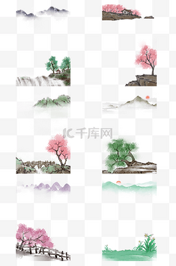 花树边框图片_水墨山水风景边框合集