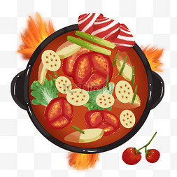火锅食物番茄锅