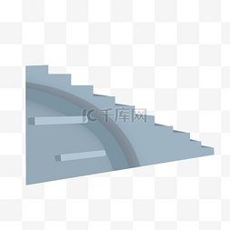 天桥楼梯图片_蓝色的楼梯装饰插画