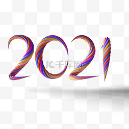 2021扭曲彩色3d字体元素
