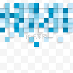 几何线条边框简约图片_立体方块抽象马赛克蓝色边框