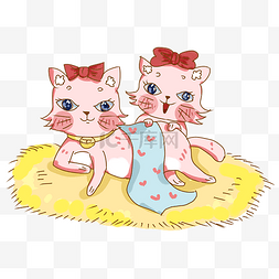 可爱猫咪慵懒图片_慵懒的粉红猫PNG