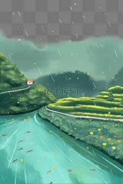 场景图片_春景雨水油菜花场景