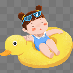 游泳图片_坐在小黄鸭上的小婴儿PNG素材