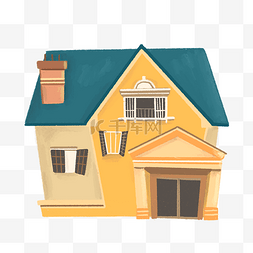 房屋建筑元素图片_黄色的房屋建筑插画