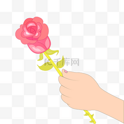 花瓣图片_手绘手拿玫瑰