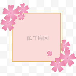 粉色淡雅月季花方形边框