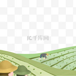 做事极致图片_卡通绿色的稻田和植物