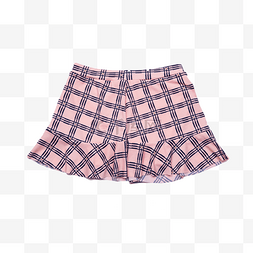 舒适高端图片_粉色格子时尚短裤