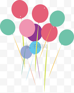 彩色可爱气球彩带节日
