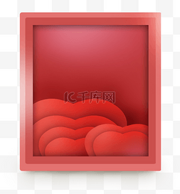 文本框图片_红色立体心折叠文字框