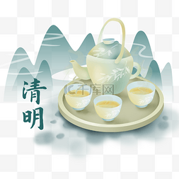 水墨山水图片_清明水墨山水茶艺茶道