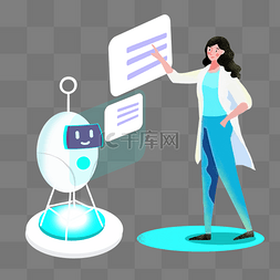 机器人科技图片_智能科技机器人女科学家png素材