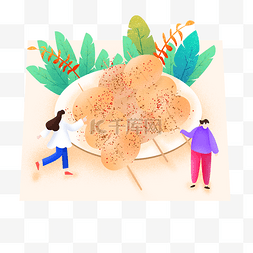 夏季烧烤扁平插画土豆片