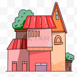 红色房子卡通屋子