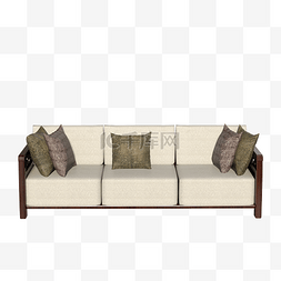 实木白色布纹长椅沙发