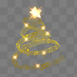 金色抽象五线谱圣诞音乐圣诞树