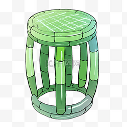绿色圆形竹凳
