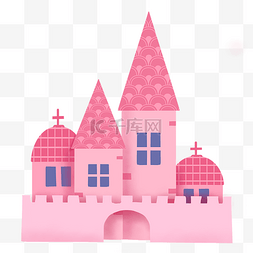 梦幻城堡元素图片_粉色系小清新整座欧式城堡