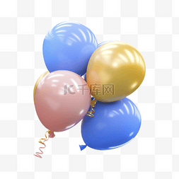 漂浮气球立体图片_立体三色漂浮气球