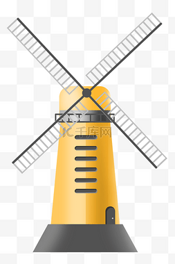 荷兰风车建筑物图片_荷兰黄色风车