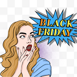 惊讶美女图片_black friday惊讶的蓝衣女人波普风