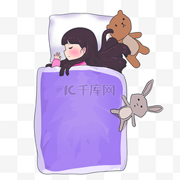 卡通人物图片_睡觉的小女孩插画