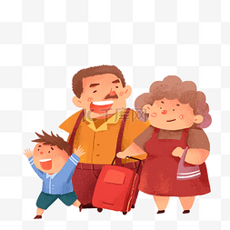 卡通一家人去旅行