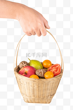 手提篮子蔬菜水果