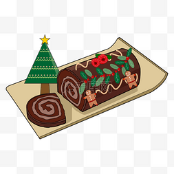 圣诞切片蛋糕yule log cake