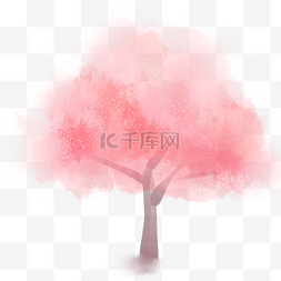 粉色水彩花树