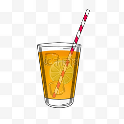 冰块橙子果汁饮料PSD透明底