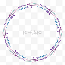 清新边框图片_紫色淡雅叶子装饰花环