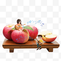 音符图片_创意苹果秋冬应季水果