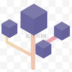 紫色扁平植物图片_紫色立体植物大树元素
