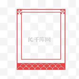 红色中国风花纹简约线条边框