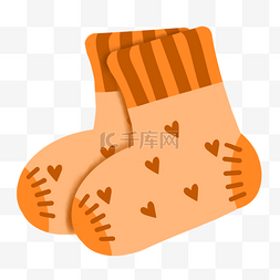 橘黄色爱心装饰卡通宝宝袜子