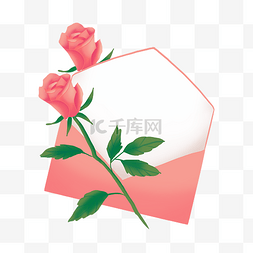 花卉信封图片_玫瑰花和信件