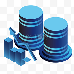 蓝色创意立体柱形数据分析元素