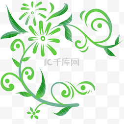 植物纹样装饰图片_绿色藤蔓纹样图案