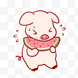 猪吃西瓜图片_吃西瓜的小猪