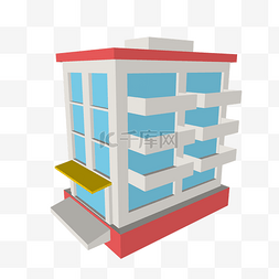 立体楼房图片_C4D房子3D模型PNG