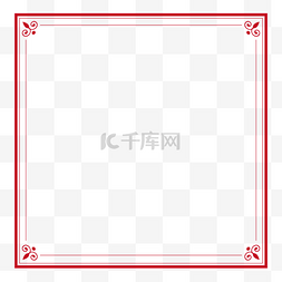 红色中国风简约矩形边框