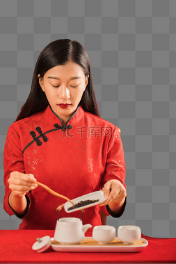 茶艺女图片_倒茶叶的女茶艺师真人