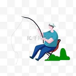 钓鱼的男孩图片_坐着钓鱼的男孩