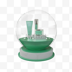 模型展示架图片_清新美女绿色化妆品水晶球展示架